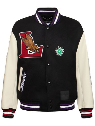 Wool Varsity Jacket W/ Leather Sleeves - LANVIN - Modalova