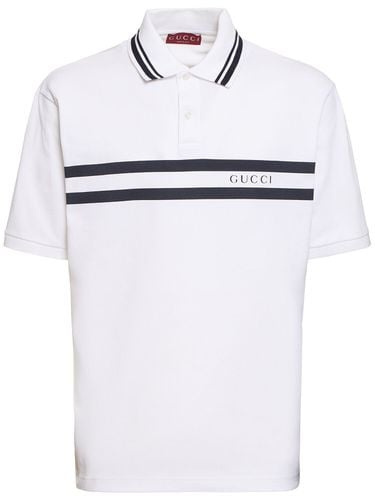 Logo Stretch Cotton Piquet Polo Shirt - GUCCI - Modalova