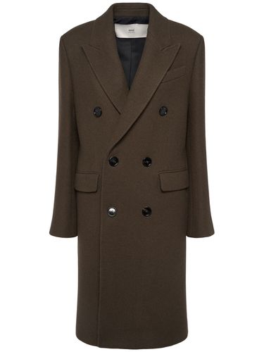 Double Breasted Wool Coat - AMI PARIS - Modalova