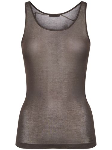 Sheer Cotton Blend Tank Top - AMI PARIS - Modalova