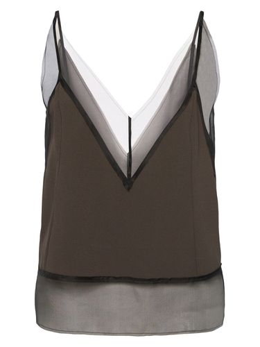 Satin & Mesh Tank Top - AMI PARIS - Modalova