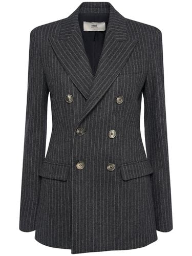 Double Breasted Wool Jacket - AMI PARIS - Modalova