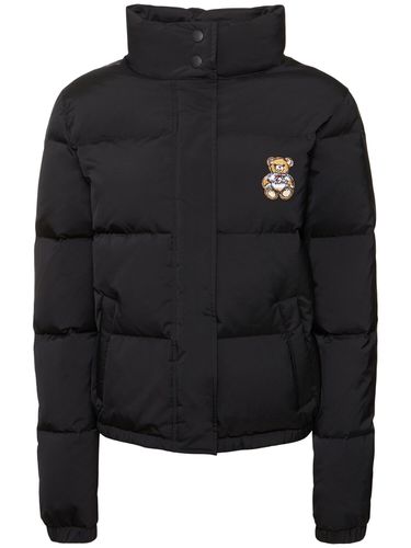 Nylon Teddy Bear Patch Puffer Jacket - MOSCHINO - Modalova