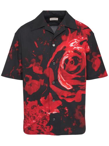 Wax Floral Print Cotton Shirt - ALEXANDER MCQUEEN - Modalova