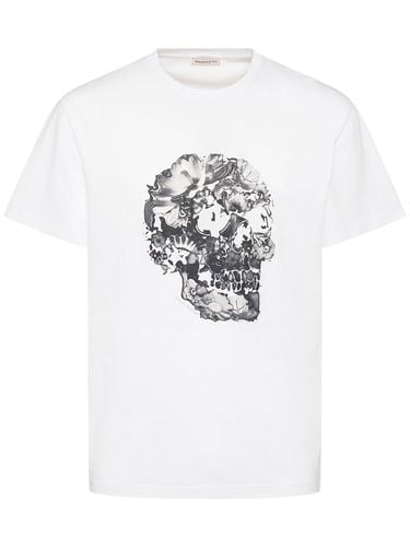 Wax Flower Skull Print Cotton T-shirt - ALEXANDER MCQUEEN - Modalova