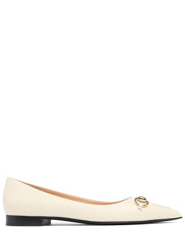 Mm Leather Ballet Flats W/ Horsebit - GUCCI - Modalova