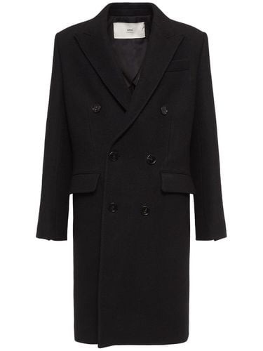 Double Breasted Wool Coat - AMI PARIS - Modalova