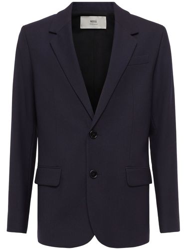 Single Breasted Wool Gabardine Blazer - AMI PARIS - Modalova