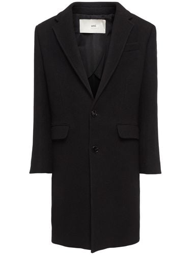 Single Breasted Wool Coat - AMI PARIS - Modalova