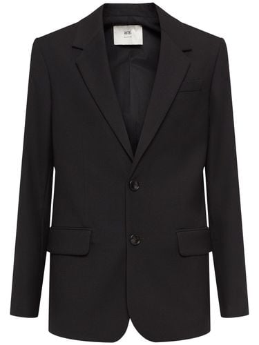 Single Breasted Wool Gabardine Blazer - AMI PARIS - Modalova