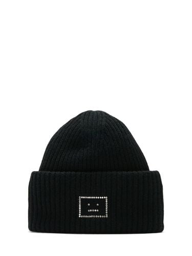 Pansy Crystal Logo Wool Hat - ACNE STUDIOS - Modalova