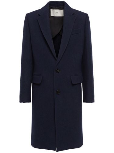 Single Breasted Wool Coat - AMI PARIS - Modalova