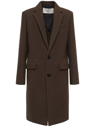 Single Breasted Wool Coat - AMI PARIS - Modalova