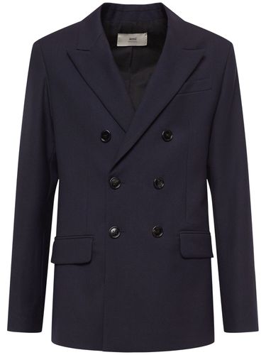 Double Breasted Wool Gabardine Blazer - AMI PARIS - Modalova