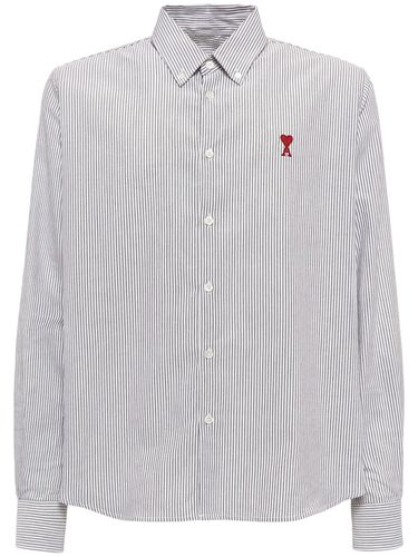 Oxford Logo Cotton Shirt - AMI PARIS - Modalova