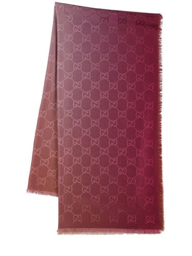 Gg Cotton & Silk Blend Scarf - GUCCI - Modalova