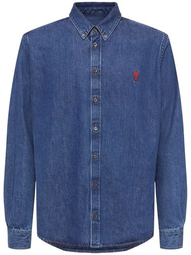 Adc Button Down Denim Shirt - AMI PARIS - Modalova