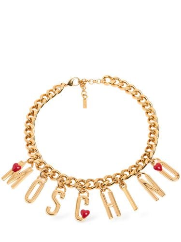 Logo Lettering Charm Collar Necklace - MOSCHINO - Modalova