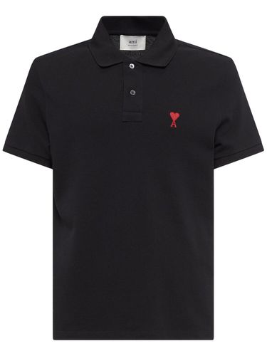 Logo Organic Cotton Piqué Polo - AMI PARIS - Modalova