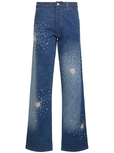 Tie Dye Embellished Mid Rise Denim Pants - DES PHEMMES - Modalova