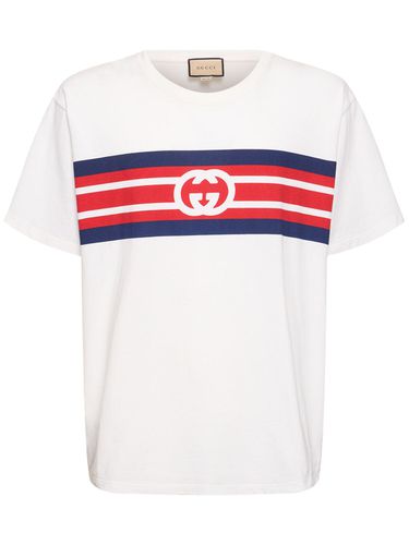 Gg Printed Cotton Jersey T-shirt - GUCCI - Modalova