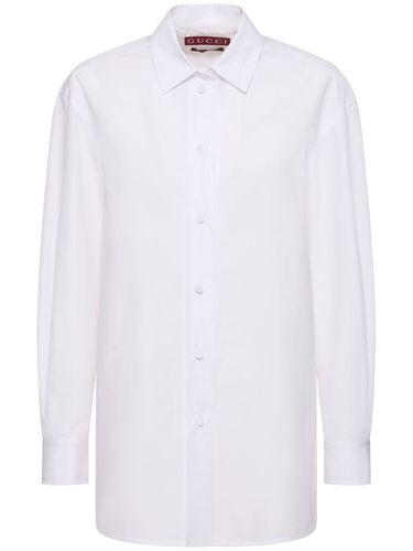 Cotton Poplin Shirt W/ Ribbon Tie - GUCCI - Modalova