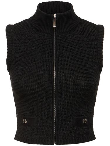 High Neck Sequined Knit Vest W/zip - ALESSANDRA RICH - Modalova