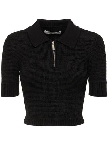 Sequined Cotton Blend Knit Polo W/ Zip - ALESSANDRA RICH - Modalova