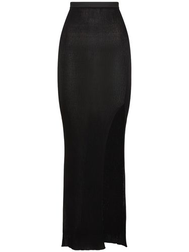 Silk Rib Knit High Slit Long Skirt - PETAR PETROV - Modalova