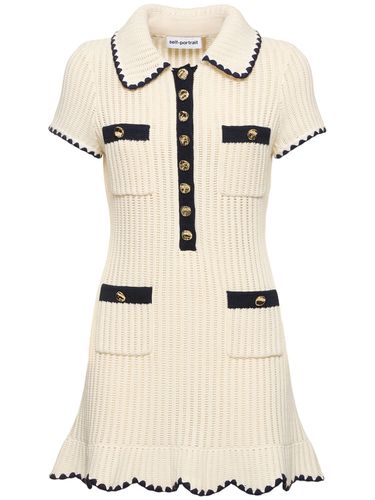 Cotton Blend Crochet Mini Dress - SELF-PORTRAIT - Modalova