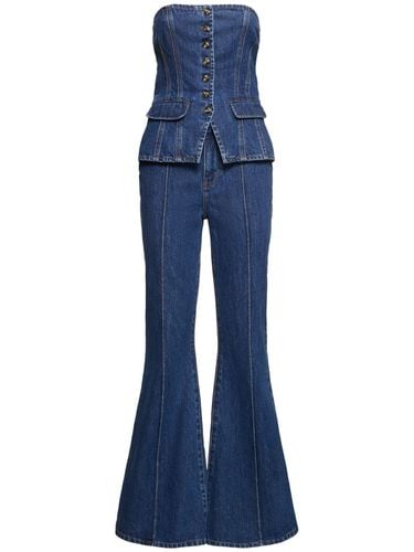 Denim Bandeau Jumpsuit - SELF-PORTRAIT - Modalova