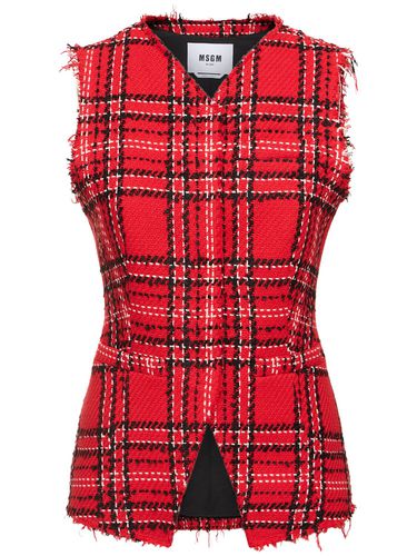 Gilet In Tweed Di Cotone Tartan - MSGM - Modalova