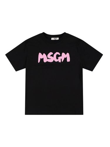 Camiseta De Jersey De Algodón Con Logo - MSGM - Modalova