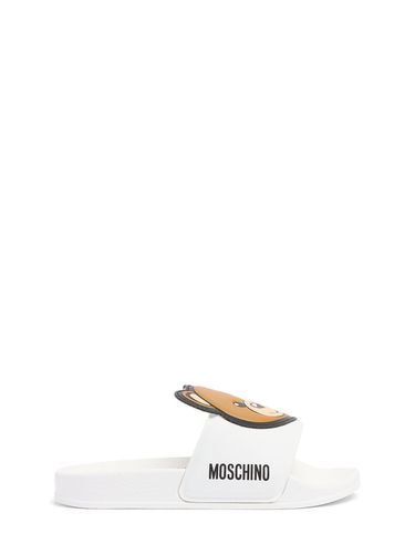 Sandalias Planas De Goma Con Logo Y Parche - MOSCHINO - Modalova