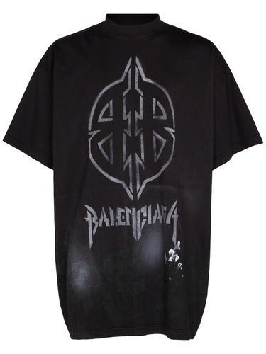 Metal Bb Stencil Vintage Cotton T-shirt - BALENCIAGA - Modalova