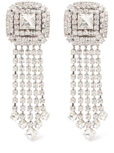 Square Crystal Earrings W/ Fringes - ALESSANDRA RICH - Modalova