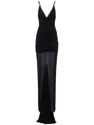 Stretch Silk Chiffon Long Dress - GIUSEPPE DI MORABITO - Modalova