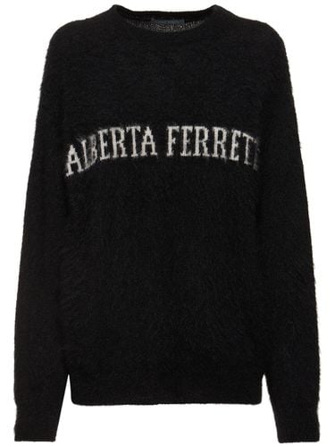 Logo Mohair Blend Knit Sweater - ALBERTA FERRETTI - Modalova