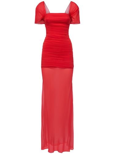 Stretch Silk Cap Sleeve Long Dress - GIUSEPPE DI MORABITO - Modalova