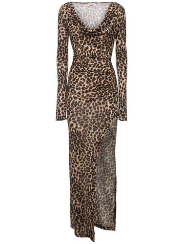 Printed Wool Jersey Long Dress - BLUMARINE - Modalova