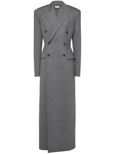 Double Breasted Stretch Wool Long Coat - GIUSEPPE DI MORABITO - Modalova