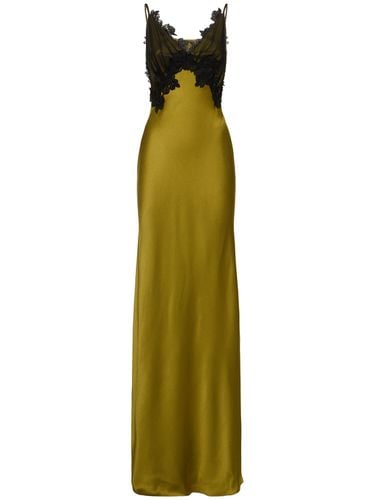 Langes Kleid Aus Satin Und Spitze - ALBERTA FERRETTI - Modalova