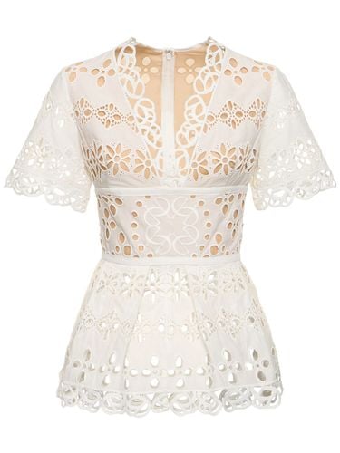 Embroidered Cotton Blend Top - ELIE SAAB - Modalova