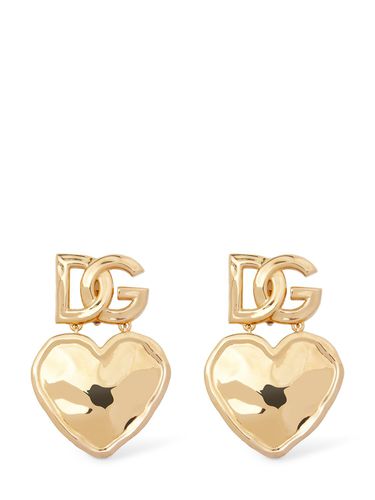 Dg Logo & Heart Drop Earrings - DOLCE & GABBANA - Modalova