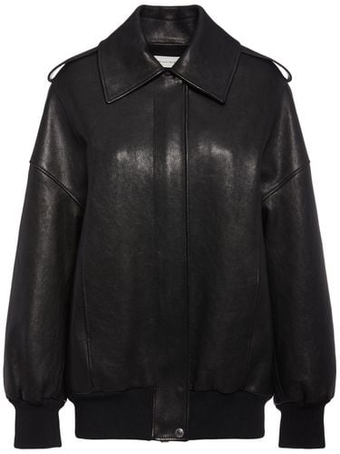 Leather Bomber Jacket - ALEXANDER MCQUEEN - Modalova