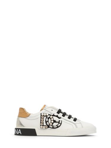 Sneakers De Piel Con Logo - DOLCE & GABBANA - Modalova