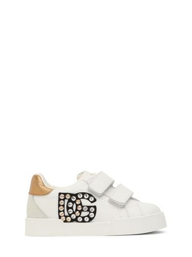 Sneakers De Piel Con Logo - DOLCE & GABBANA - Modalova