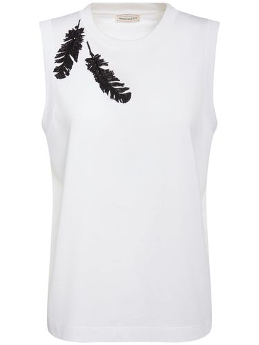 Embroidered Cotton Jersey Top - ALEXANDER MCQUEEN - Modalova