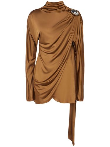 Shiny Viscose Jersey Mini Dress - GIUSEPPE DI MORABITO - Modalova