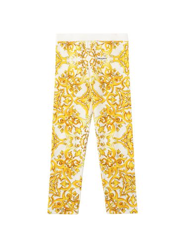 Leggings De Algodón Estampado - DOLCE & GABBANA - Modalova